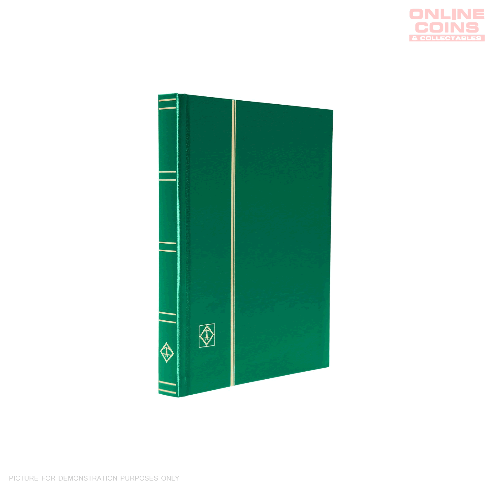 Lighthouse A5 Stockbook with 32 Black Pages and 6 Pockets per Page - Green